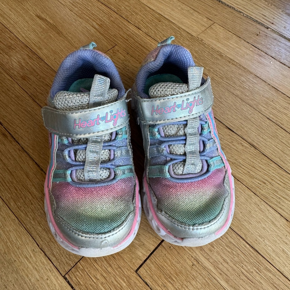 Sketchers Light Up rainbow glitter sneakers size Toddler 7